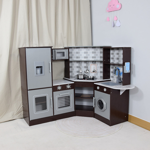 Juego de Cocina de Madera para Niños con Refrigerador, Horno, Microondas, Fregadero y Lavadora, Juguete de Simulación - Product Image 1