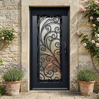 Puerta de Hierro Forjado de Lujo Individual a Precio de Fábrica para Exterior de Casa, Puerta Principal con Diseño de Seguridad Personalizado