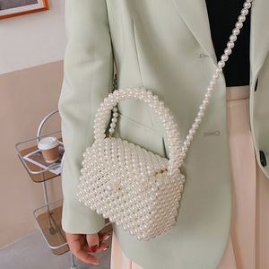 New Luxury Brand Designer PU Women's Messenger Bags Pearl Zip Beaded Trending Street Trend <b>Small</b> Size <b>Handbag</b> Tanjing - Product Image 4