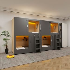 Lit double moderne en bois massif insonorisé, type capsule, pour hôtel, école, chambre à coucher, lits superposés, <span class=keywords><strong>Sleepbox</strong></span> intelligent - Product Image 1