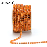 JUNAO SS6 SS8 SS12 SS16 costura en cristal Trim 10 yardas Rhinestone taza cadena ópalo blanco rosa Color cristal Cadena de diamantes de imitación