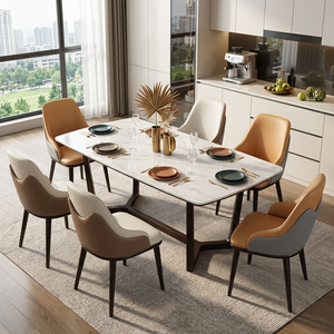 <span class=keywords><strong>Sedie</strong></span> da Pranzo Moderne Minimaliste in <span class=keywords><strong>Pelle</strong></span> PU con <span class=keywords><strong>Schienale</strong></span> <span class=keywords><strong>Alto</strong></span> e Gambe in Ferro per Casa, Caffè e Hotel - Product Image 5