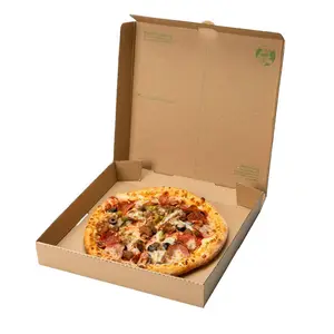 16 18 inç beyaz kraft özel logo tasarım gıda pizza ambalaj kutusu ucuz kişiselleştirilmiş oluklu kahverengi kağıt pizza kutuları karton