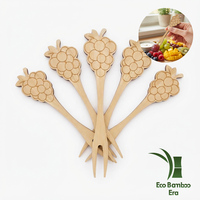 Creatieve druivenpatroon bamboe fruitvorkjes EC NO 1935 gecertificeerd milieuvriendelijke wegwerp dessertprikkers voor buffetfeestjes