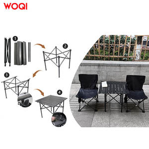 ชุดโต๊ะและเก้าอี้พับได้สำหรับกิจกรรมกลางแจ้ง Woqi ขนาด 52x50.5 ซม. ทำจากอลูมิเนียมและเหล็ก พกพาสะดวก เหมาะสำหรับตั้งแคมป์ ปิกนิก ตกปลา และการเดินทาง - Product Image 3