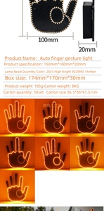 Lumière de fenêtre de voiture de couleur rouge de lumière de doigt de vente chaude avec la lumière menée par télécommande de voiture de doigt moyen de <span class=keywords><strong>Flik</strong></span> Me - Product Image 5
