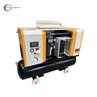 Compresseur d'air rotatif à vis industriel LINGYUE 7,5 kW 8 bars, portable, refroidi par air, lubrifié, avec moteur et pompe PLC