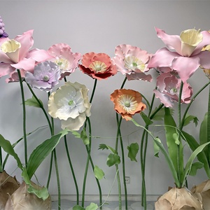 Ensemble de fleurs géantes en papier crépon rose H-217 pour la décoration de fenêtres, mariage, fête, ensemble floral, présentoir de magasin - Product Image 2