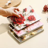 Carnet A5 créatif tendance avec peinture à l'huile, carnet en cuir PU avec rose 3D peinte à l'huile, idéal pour les cadeaux