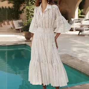 Custom 2023 Print Vintage Summer, Long Dresses for Women Sexy Ruffle Beach Sundress Ladies Fashion Boho Party Maxi Dress/
