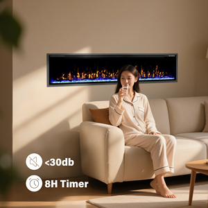 Chimeneas Eléctricas con Luz LED <span class=keywords><strong>Tipo</strong></span> Enchufe Estadounidense, Chimeneas con Llama Calefactada, Control por WiFi/Aplicación, Montaje en Pared, Metal, para Uso en Exteriores, Hogares y Hoteles - Product Image 2