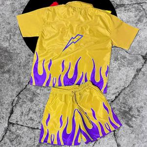 Ensemble chemise et short personnalisé avec logo, sublimation, nylon, deux pièces, coupe-vent réfléchissant pour homme - Product Image 5