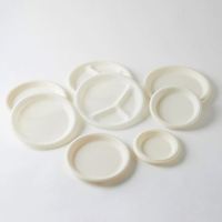 Assiettes jetables blanches avec logo personnalisé pour hôtel, restaurant, maison, mariage, fête, biodégradables