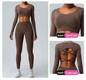 New High Quality Europe Winter Activewear 90% Nylon Fast Drying Cross Back Yoga Fitness <strong>Long</strong> <strong>Sleeve</strong> <strong>Sports</strong> <strong>Top</strong> - Product Image 5