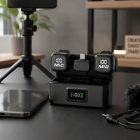 Microphone cravate sans fil à condensateur MIC3 2.4G avec suppression du bruit, design métallique pour téléphone, diffusion en direct en extérieur et enregistrement vidéo