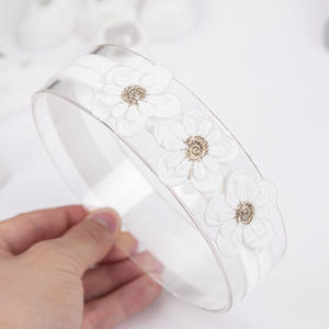 للبيع بالجملة رباط شعر أبيض عالي التمدد 2 في صور أعياد ميلاد الأطفال إكسسوارات التعميد رباط رأس - Product Image 3