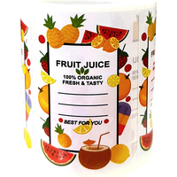 Étiquettes autocollantes personnalisées pour bouteilles de jus, résistantes à l'eau et aux basses températures, colorées, en forme de mangue, pour service d'impression d'étiquettes.