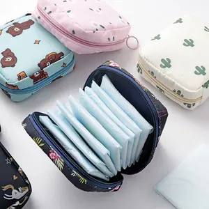 Kustom Mudah Dibersihkan Tahan Air Portabel Lucu Tampon Tas Pembalut Wanita Periode Pad Pouch Tas Penyimpanan Makeup Pouch untuk Wanita