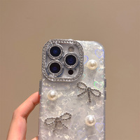 Casing HP iPhone 17 Pro Max Mewah Berhias Mutiara dan Rhinestone dengan Desain Pelindung Kamera, Cocok untuk Wanita, untuk iPhone 16 15 14