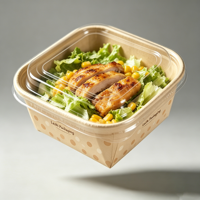 Boîte à lunch en papier kraft biodégradable personnalisable avec logo, formes carrées et rectangulaires pour salades et desserts, vente chaude, directement de l'usine