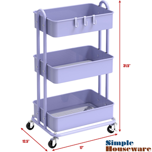 Multi Functional 3-layer Metal Modern Durable Non-folding <b>Storage</b> Rack Movable Floor Handcart Snack <b>Kitchen</b> Rolling Handcart - Product Image 2