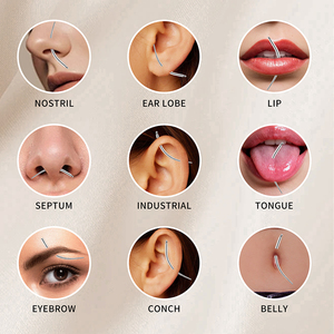 Ear Nose Piercing Jewelry Guide Tools Kit Insert Curved Barbell Piercing 14G 16G 18G Threaded ASTM F136 Titanium Push <strong>Pin</strong> Tool - Product Image 2