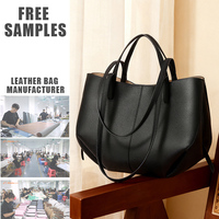 Fabricant de sac fourre-tout marques OEM dames mode grande main en cuir véritable sac fourre-tout à bandoulière pour les femmes