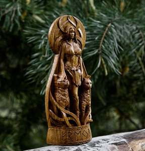 Sculpture sur bois artisanat freya païen paganisme <span class=keywords><strong>dieu</strong></span> autel <span class=keywords><strong>viking</strong></span> en bois freyja statue sculptures sur bois sculpture figurines art décor - Product Image 4