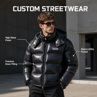Blouson matelassé brillant personnalisé pour homme, manteau d'hiver à capuche en duvet, veste bouffante haute brillance, vêtement d'extérieur personnalisé avec logo pour marque