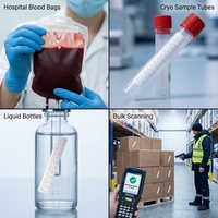 Étiquette UHF RFID pour chaîne du froid 64x6mm, fine, optimisée pour liquides, U9XE, portée 5.2M, IP68, pour sacs de sang, plasma, vaccins, étiquette en rouleau pour hôpitaux