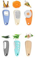 Ensemble d'outils de cuisine 6 pièces - Coupe-pizza, ouvre-bouteille, râpe, presse-ail - Métal durable