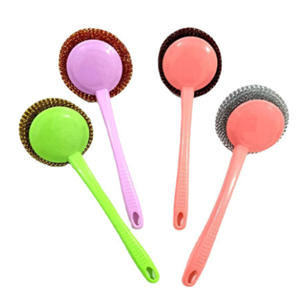 Cepillos para lavar platos con mangos largos y cortos, cepillos para fregar ollas, estropajos de fibra de acero, bolas de limpieza de colores, inoxidable - Product Image 4