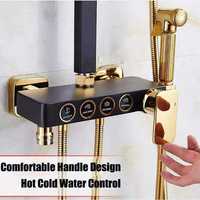 Système de Douche Carré Best-Seller Senducs, Robinet Mélangeur Baignoire Noir et Or, Robinet de Salle de Bain Chaud Froid, Ensemble de Douche Thermostatique