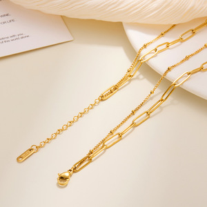 Bracciali all'ingrosso di vari stili: <span class=keywords><strong>Bracciale</strong></span> a catena a serpente con ciondolo a cuore placcato oro 18K e Bracciali a catena a maglia box regolabili in acciaio inossidabile - Product Image 4