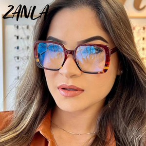 Độc đáo chống-ánh sáng màu xanh Leopard Cat <span class=keywords><strong>Eye</strong></span> vuông kính khung cho phụ nữ 2023 thời trang thương hiệu quá khổ máy tính Kính mắt nữ - Product Image 3