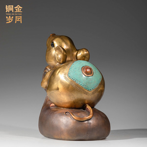 Adorno de Rata con Bolsa de Dinero, en Cobre y Oro, Escultura de Latón Hecha a Mano, Decoración de Oficina, Regalo del Zodiaco del Año Nuevo Chino - Product Image 4