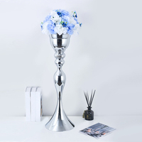 Support de vase à fleurs de luxe en argent pour centre de table de mariage, trompette en métal haute personnalisable pour la décoration de table de banquet et de fête