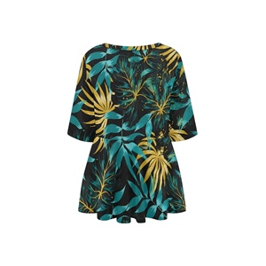 Chemisier Chic <span class=keywords><strong>Grande</strong></span> <span class=keywords><strong>Taille</strong></span> pour <span class=keywords><strong>Femme</strong></span> à Manches Courtes Imprimé Floral Col Rond Ample – Vente en Gros - Product Image 2