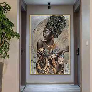 Art figuratif moderne contemporain <span class=keywords><strong>peinture</strong></span> de dame noire belle figure de dame <span class=keywords><strong>peinture</strong></span> de porcelaine de cristal - Product Image 2