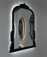 Miroir intelligent en aluminium pour salle de bain, salon, appartement - Miroir mural anti-buée avec écran tactile LED et lumière à intensité variable, design moderne