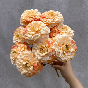 Rosas de Seda Borgoña de 9 Cabezas Realistas, Novedad 2026, Rosas de Jardín Galardonadas - Floración de Lujo, MOQ Bajo, Empaque OEM - Product Image 3