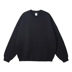 Sweatshirt katun kelas berat Logo kustom kaus oblong ukuran besar kosong