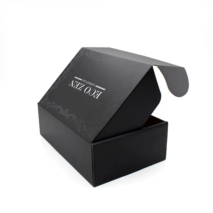 Großhandel Design Papier Wellpappe Kleidung Geschenk verpackung Mailing Box schwarze Schuhkartons mit benutzer definierten Logo