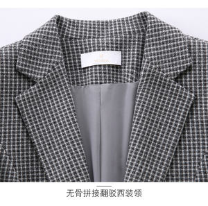 Veste Chic <span class=keywords><strong>Femme</strong></span> Anti-rides Bleu Perle Printemps Motif Carreaux Tissé Spandex/Polyester - Product Image 4