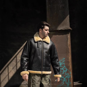 Chaqueta Clásica de Invierno para Hombre, Estilo Bomber, Talla Grande, Cuero Genuino de Piel de Oveja, Forro de Lana Natural, Estilo <span class=keywords><strong>Piloto</strong></span> - Product Image 3
