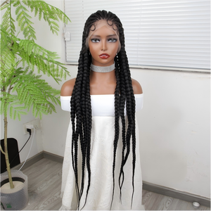 Nouvelle perruque tressée <span class=keywords><strong>africaine</strong></span> en dentelle complète, modèle 2026, <span class=keywords><strong>tresses</strong></span> synthétiques tressées à la main, style protecteur pré-coiffé, perruque bohème - Product Image 4