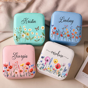 Kotak perhiasan portabel bunga ritsleting kustom grosir personalisasi kotak perjalanan untuk anak perempuan - Product Image 1