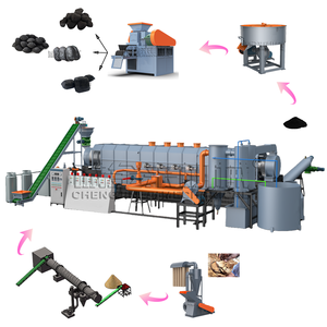 24h Continuous Biomass Carbonization Furnace and Charcoal Briquette Pressing Machine Line BBQ charcoal machine line - Product Image 1
