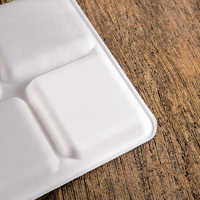 Plateau de bagasse de canne à sucre jetable à 5 compartiments Vaisselle écologique pour les fêtes scolaires, les restaurants et les mariages