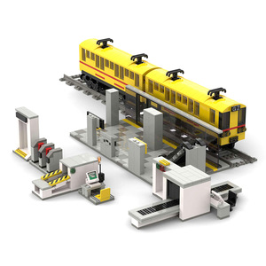 Blocchi da Costruzione MOC con Particelle Piccole per Decorazione <span class=keywords><strong>Stazione</strong></span> Metro, Cancello, Porta di Controllo Bagagli e Binario - Product Image 1